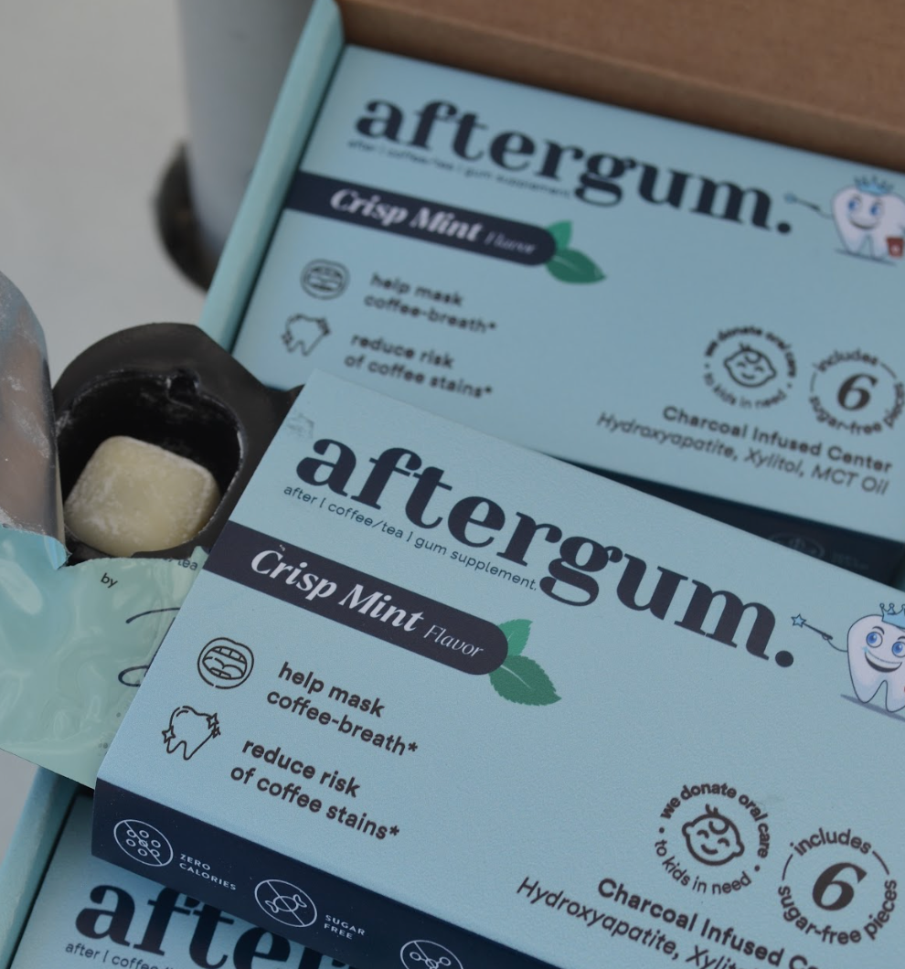 aftergum - sip, chew, & smile.